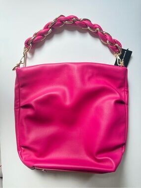 INC International Concepts Louie’s Hobo Pink Bag with Gold Chain Handle